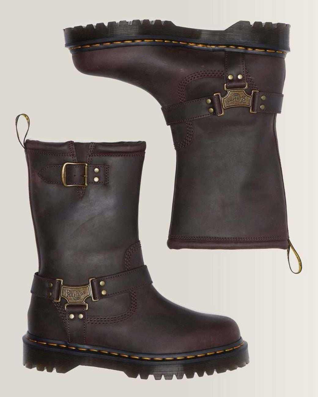 Dr. Martens Black Anistone Hi Leather Biker Boots