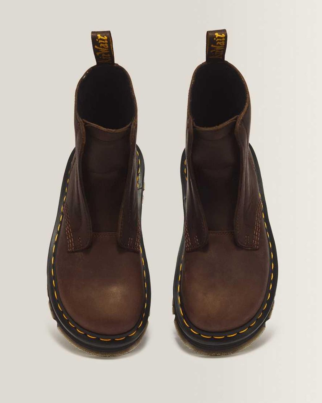 Dr. Martens Brown Zebzag Laceless Slip On Leather Boots for men