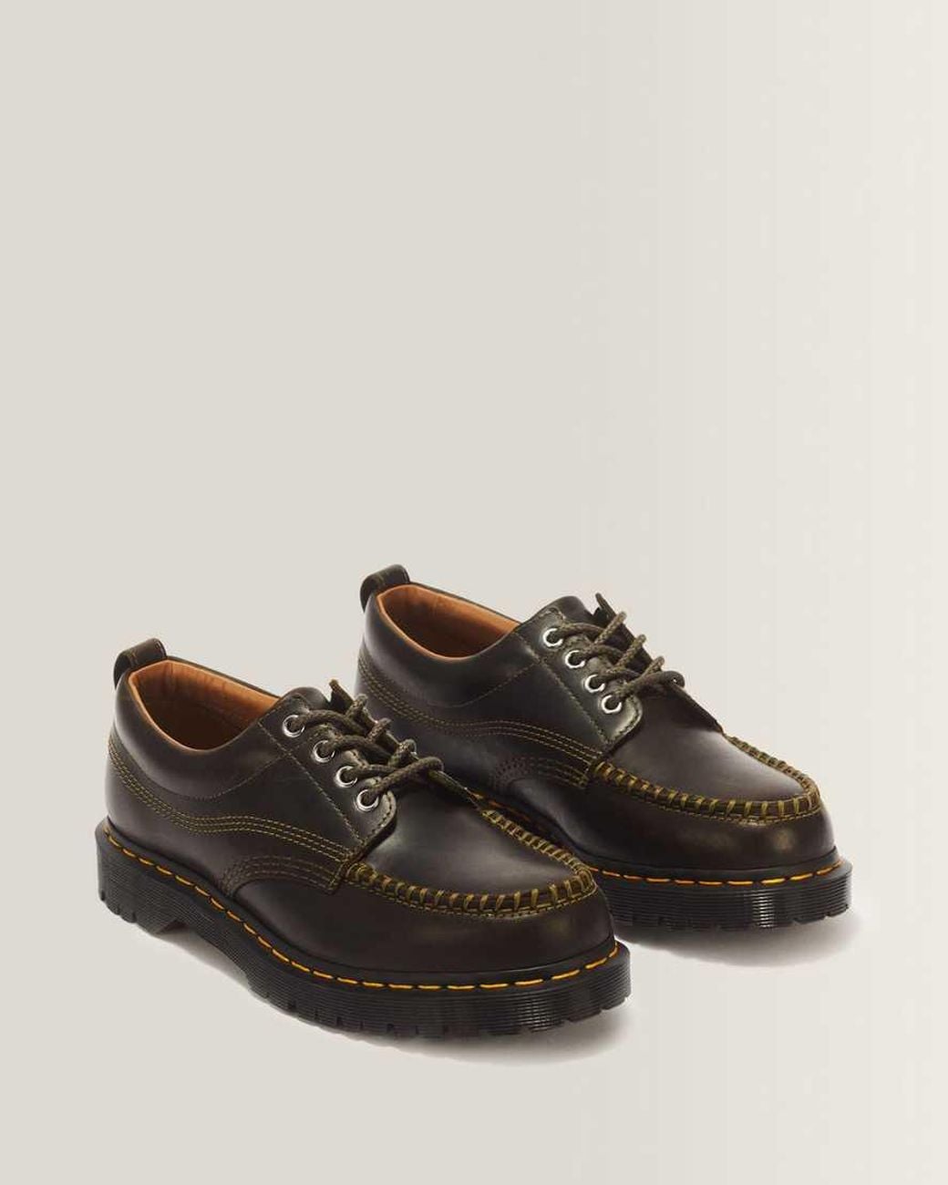 Dr. Martens Brown Lowell 4 Eye Mayhem Leather Moc Toe Shoes for men
