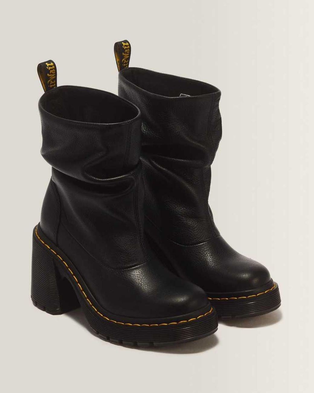 Dr. Martens Black Kasey Lo Virginia Leather Heeled Boots
