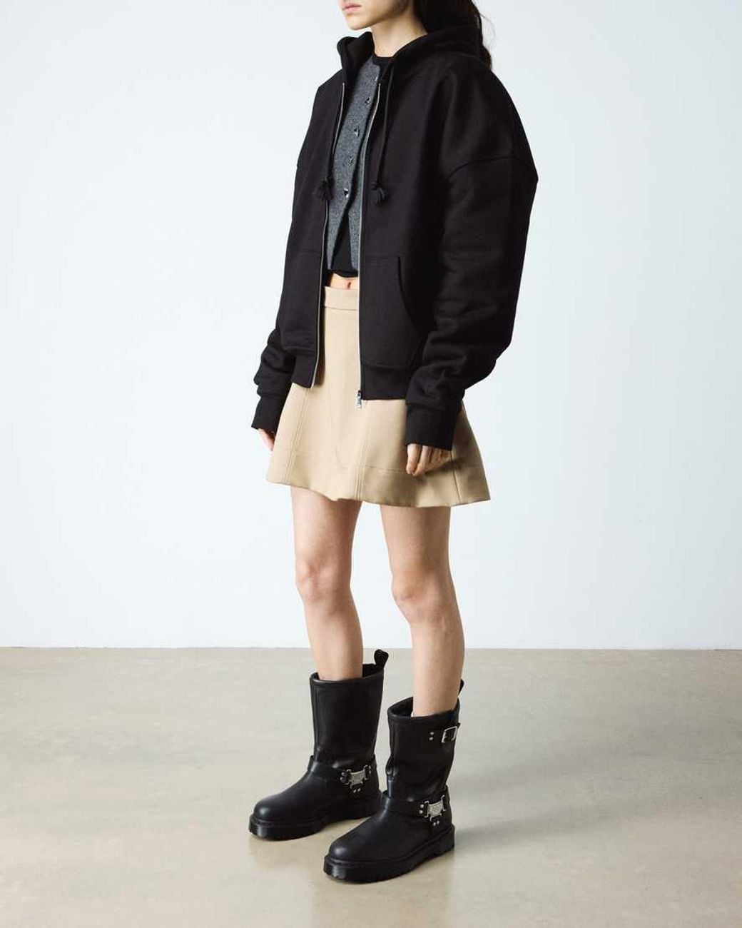 Dr. Martens Black Anistone Hi Leather Biker Boots