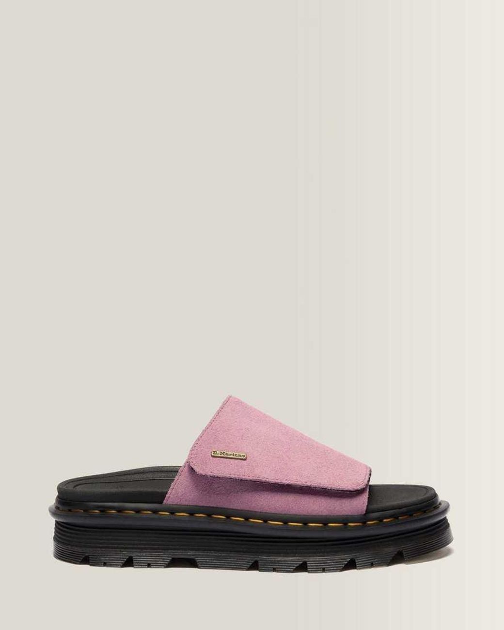 Dr. Martens Pink Zebzag Suede Platform Slides