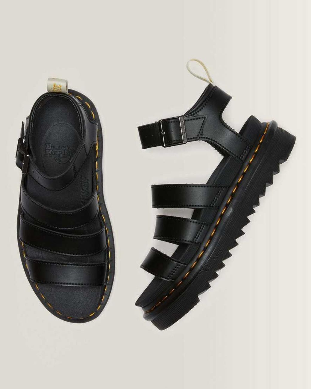 Dr. Martens Black Blaire Felix Rub Off Vegan Strap Sandals