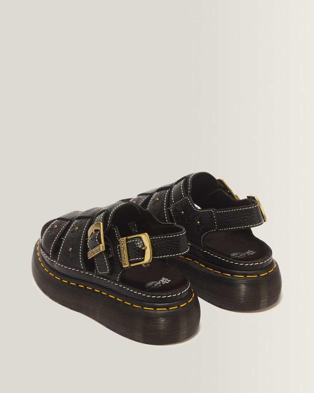 Dr. Martens Black Wrenlie Open Toe Nappa Leather Fisherman Platform Sandals