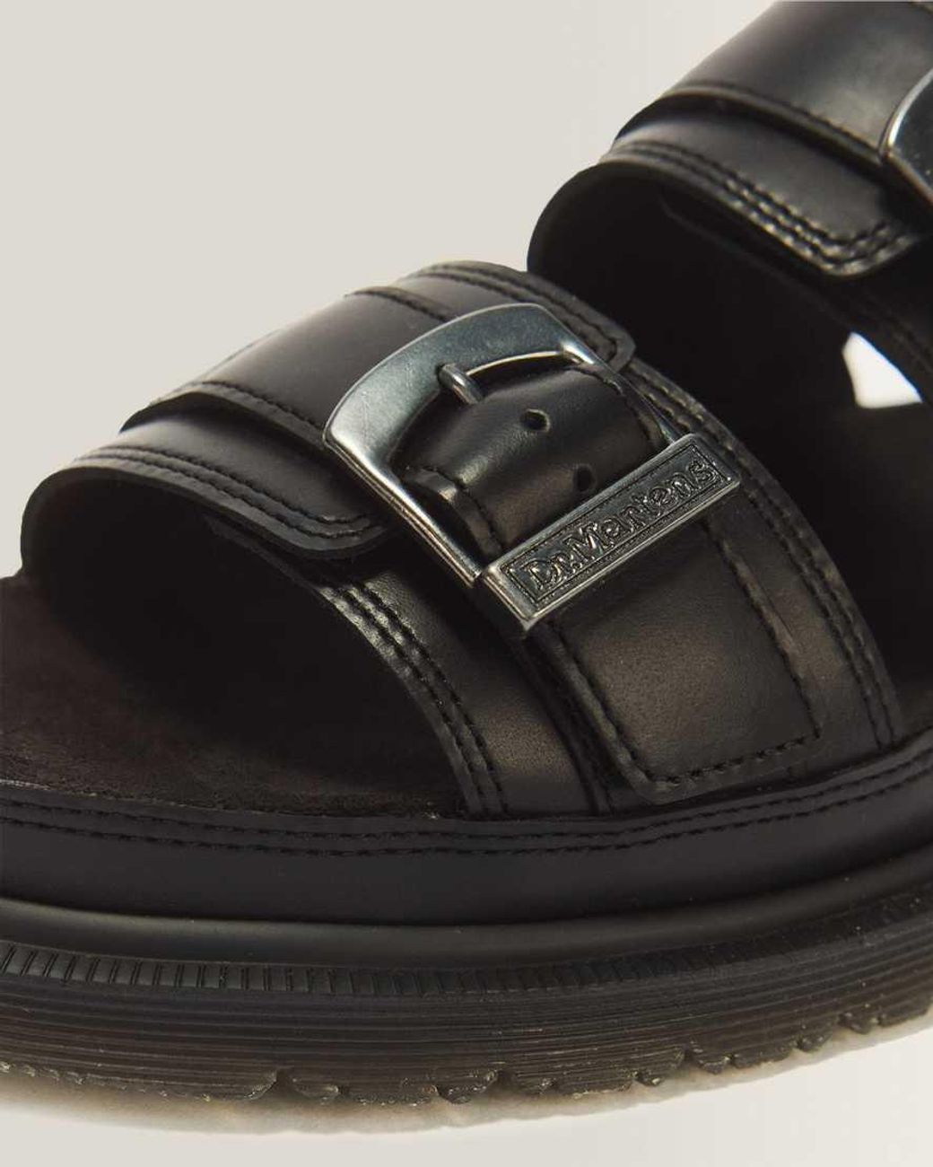Dr. Martens Black San Two Strap Leather Sandals for men