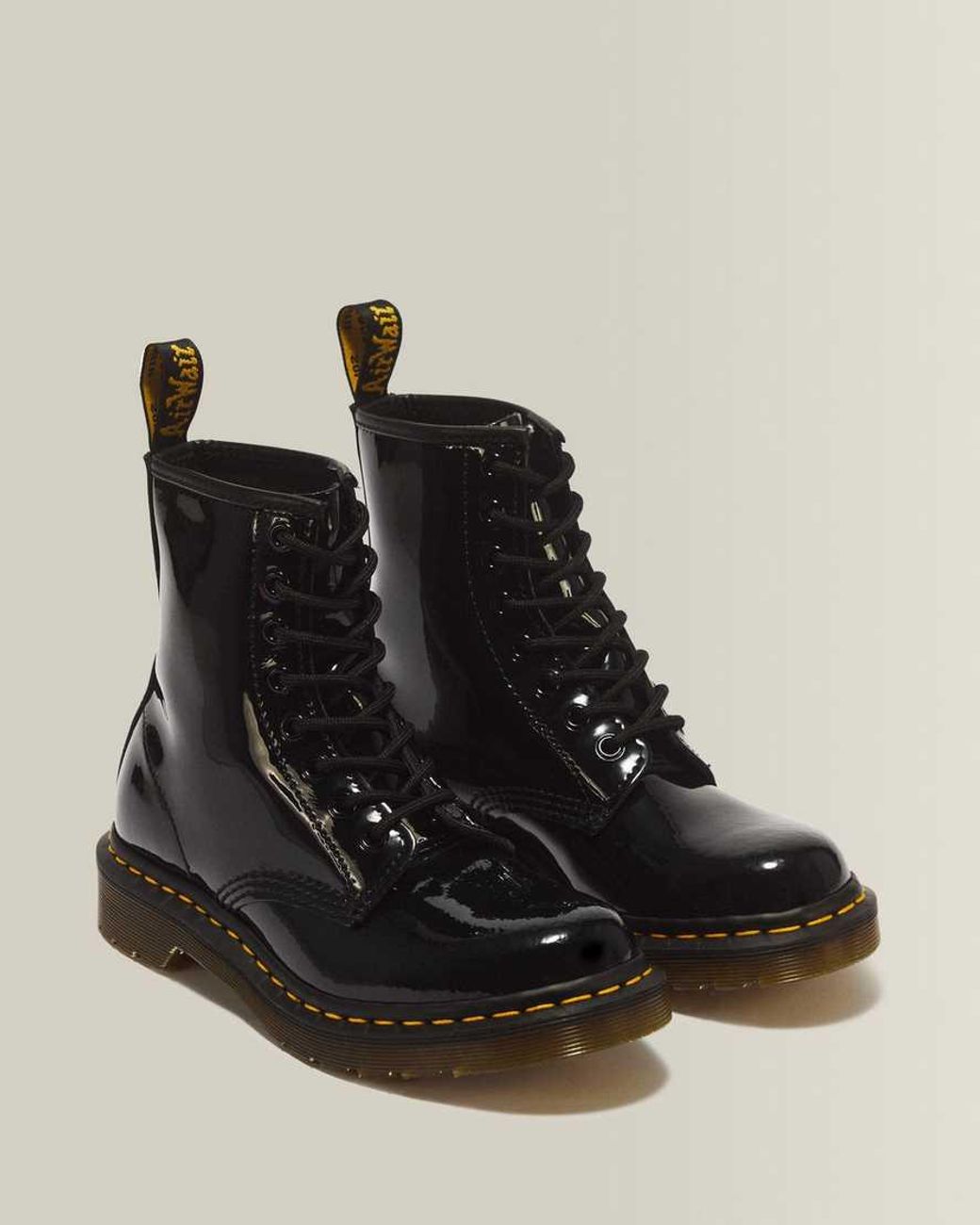 Dr. Martens 1460 Patent Leather Lace Up Boots In Black Lucido/patent Lamper