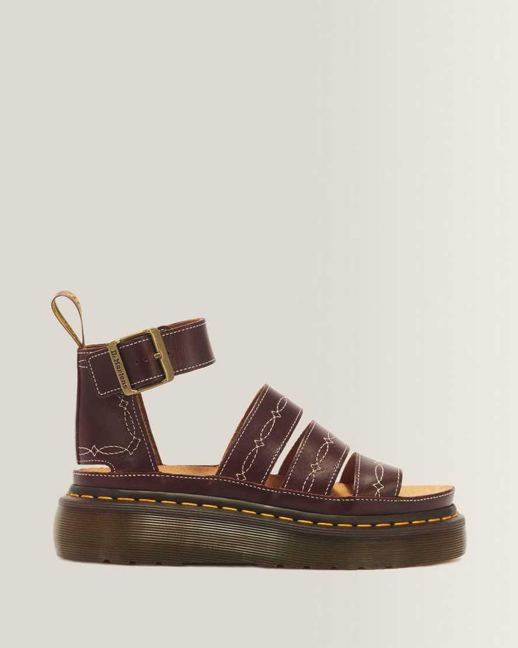 Dr. Martens Brown Clarissa Ii Quad Desert Rodeo Classic Pull Up Leather Sandals