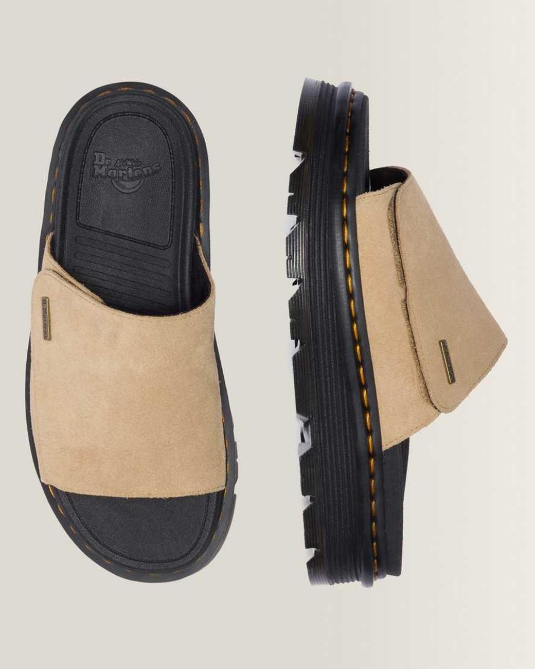 Dr. Martens Black Zebzag Suede Platform Slides