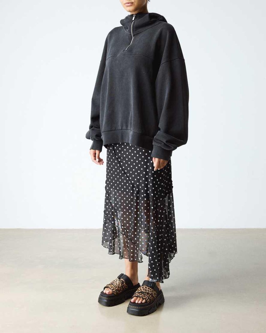 Dr. Martens Black Mattison Leopard Slide Sandals