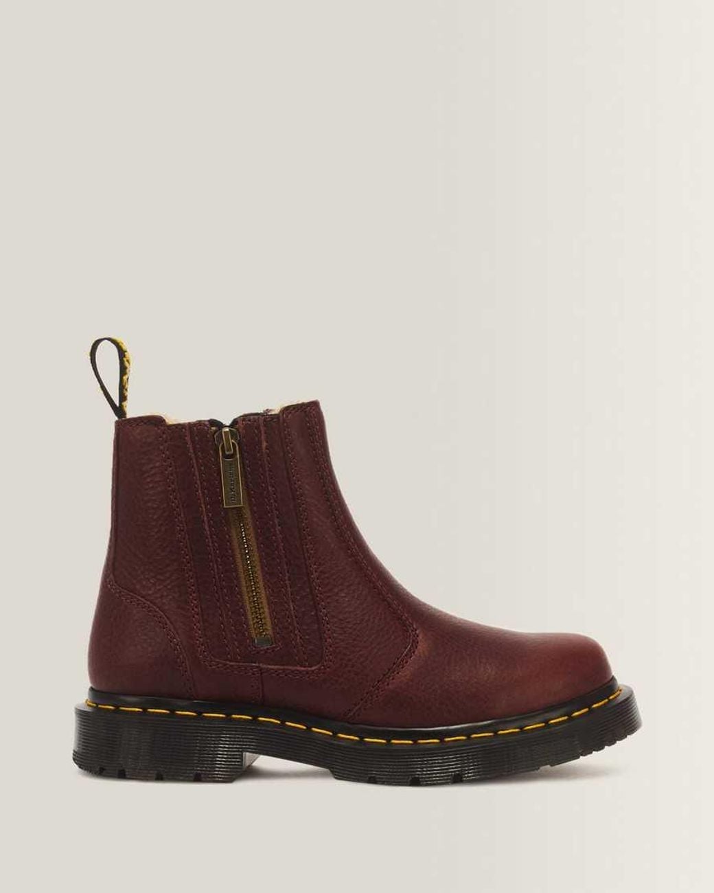 Dr. Martens Brown 2976 Alyson Grizzly Leather Zip Up Chelsea Wintergrip Chelsea Boots