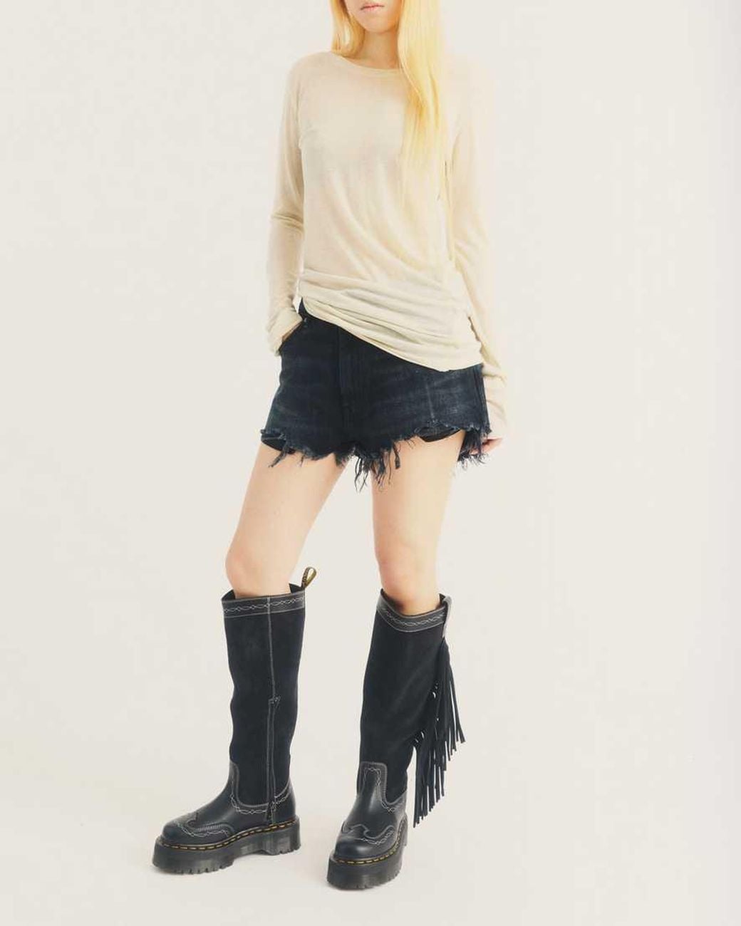 Dr. Martens Black Desert Rodeo Quad Hi Leather & Suede Boots