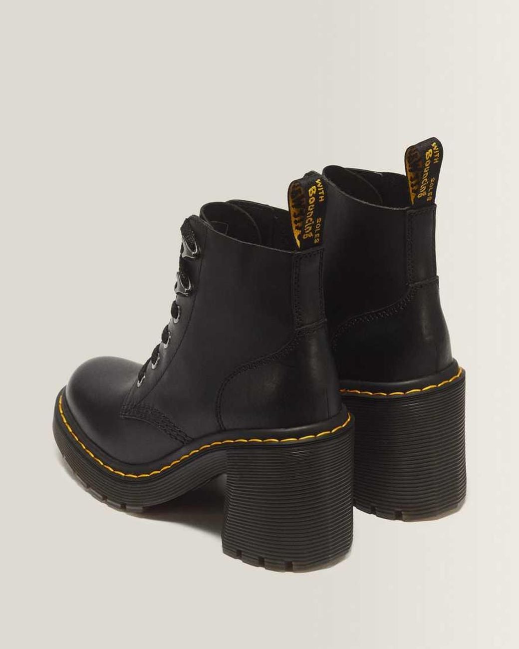 Dr. Martens Black Jesy Sendal Leather Heels Boots