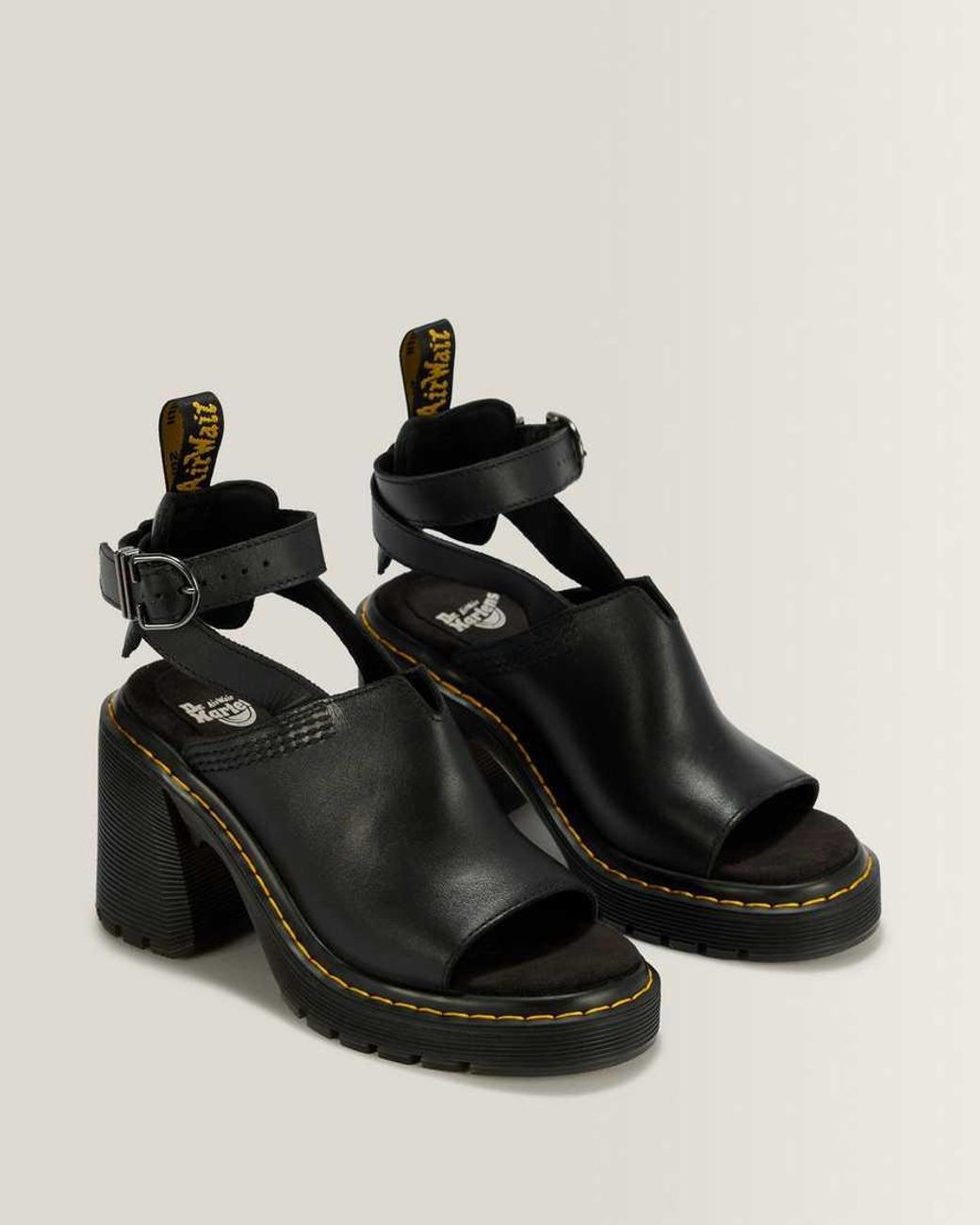 Dr. Martens Black Millee Leather Open Toe Sandals