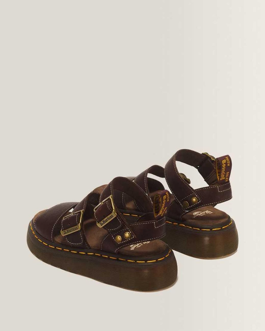 Dr. Martens Brown Gryphon Quad Grizzly Leather Sandals