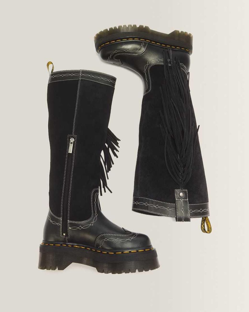 Dr. Martens Black Desert Rodeo Quad Hi Leather & Suede Boots