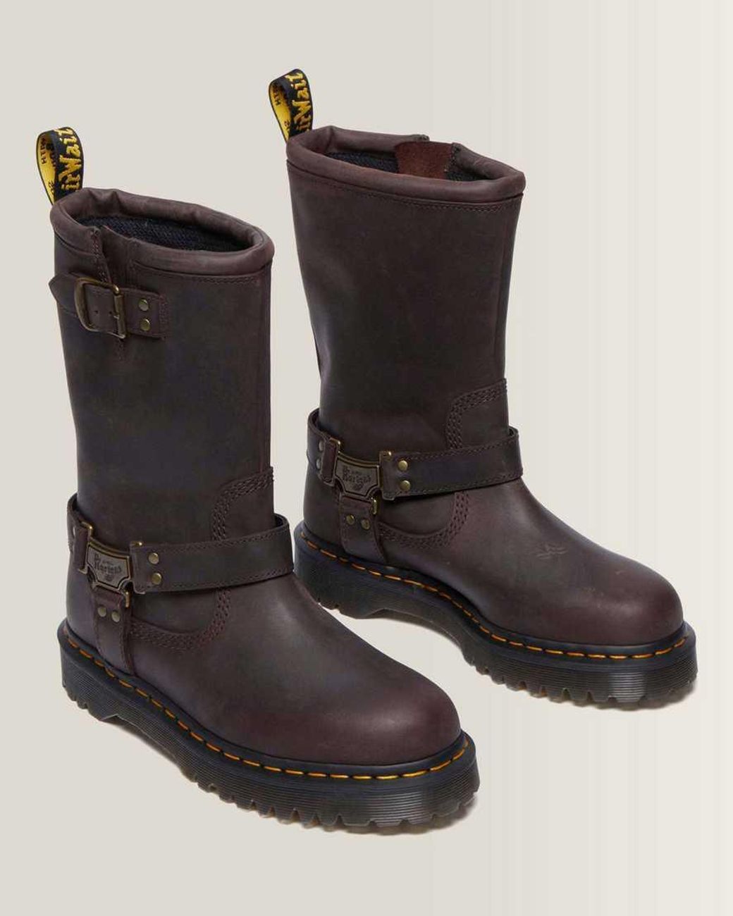 Dr. Martens Black Anistone Hi Leather Biker Boots