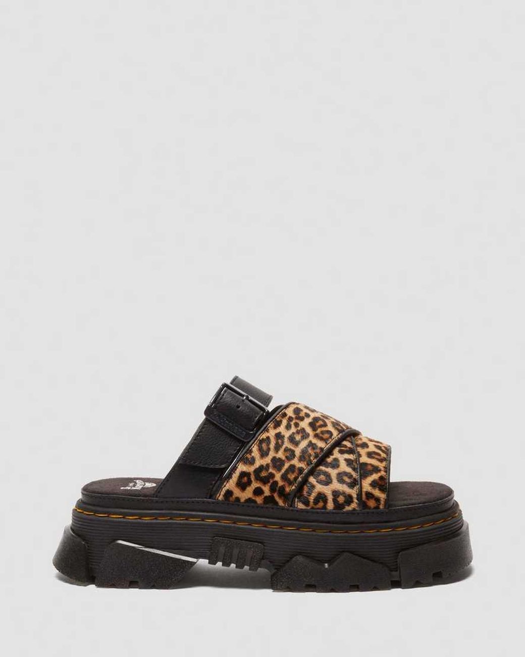 Dr. Martens Black Mattison Leopard Slide Sandals
