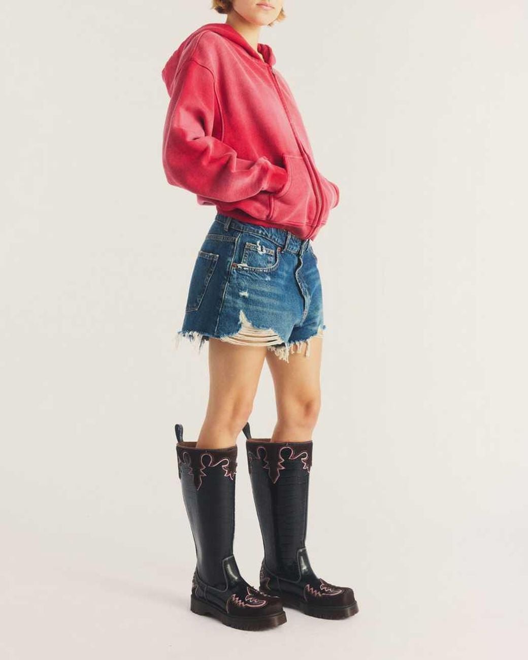 Dr. Martens Black Rejena Hi Croc Emboss & Hair On Leather Boots