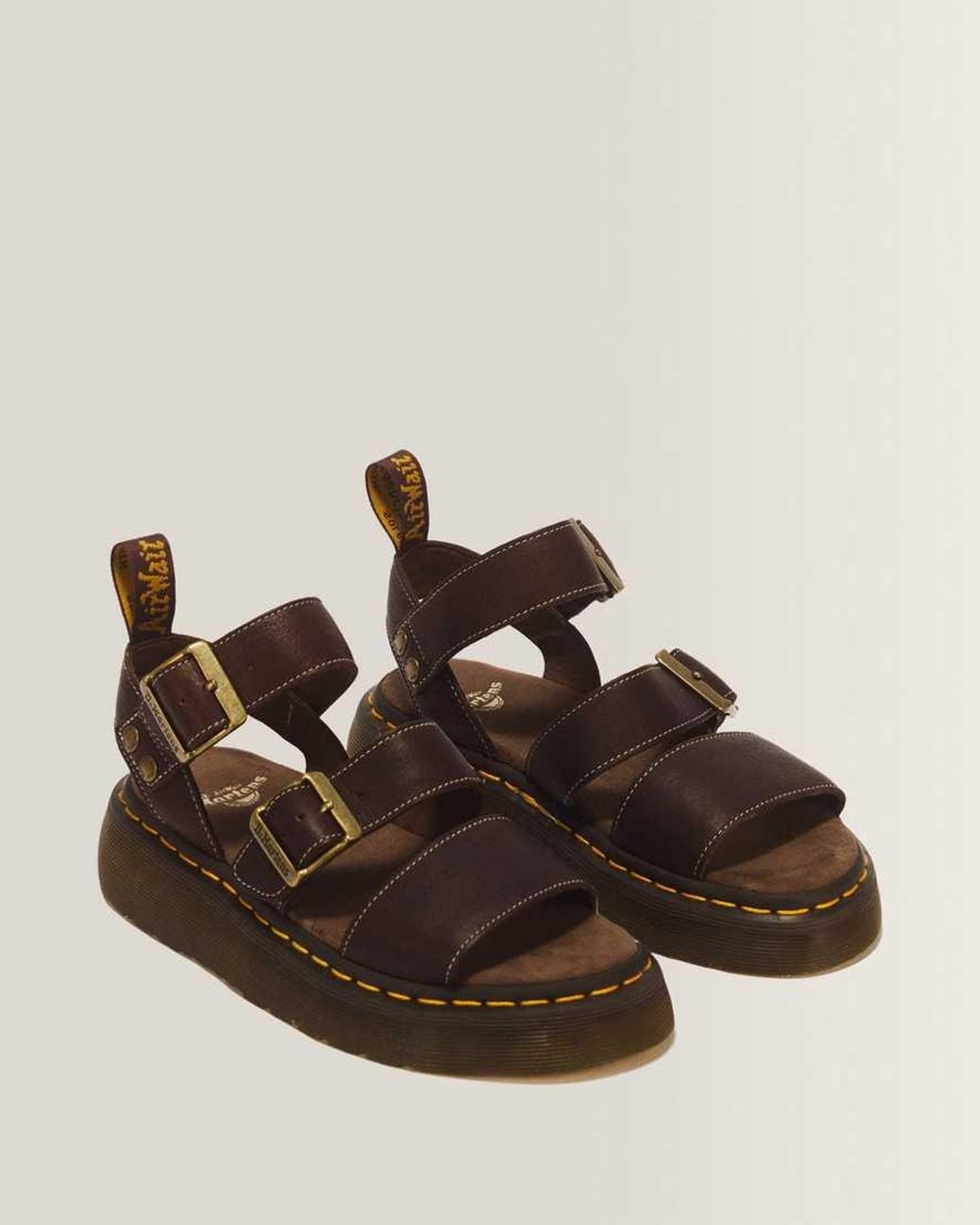 Dr. Martens Brown Gryphon Quad Grizzly Leather Sandals