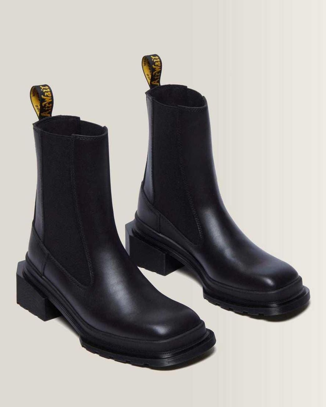Dr. Martens Black Maybole Square Toe Leather Chelsea Boots
