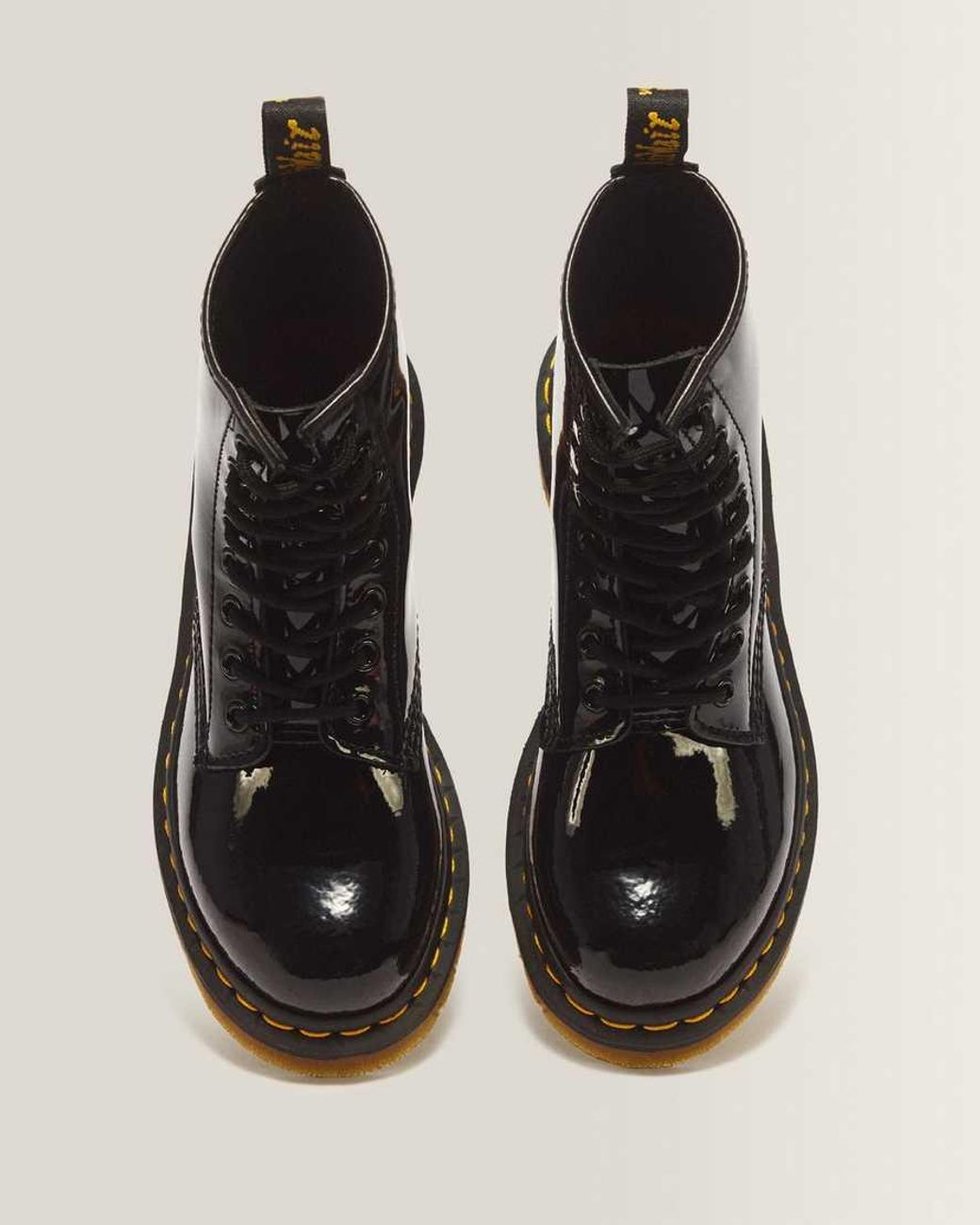 Dr. Martens 1460 Patent Leather Lace Up Boots In Black Lucido/patent Lamper