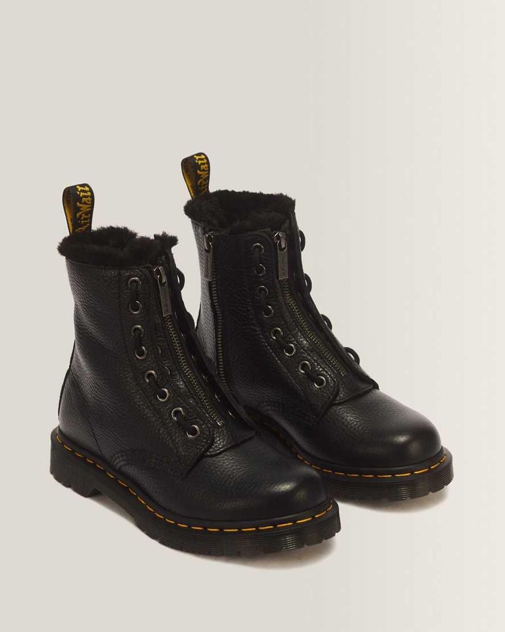 Dr. Martens Black 1460 Serena Zip 8 Eye Milled Nappa Leather Boots