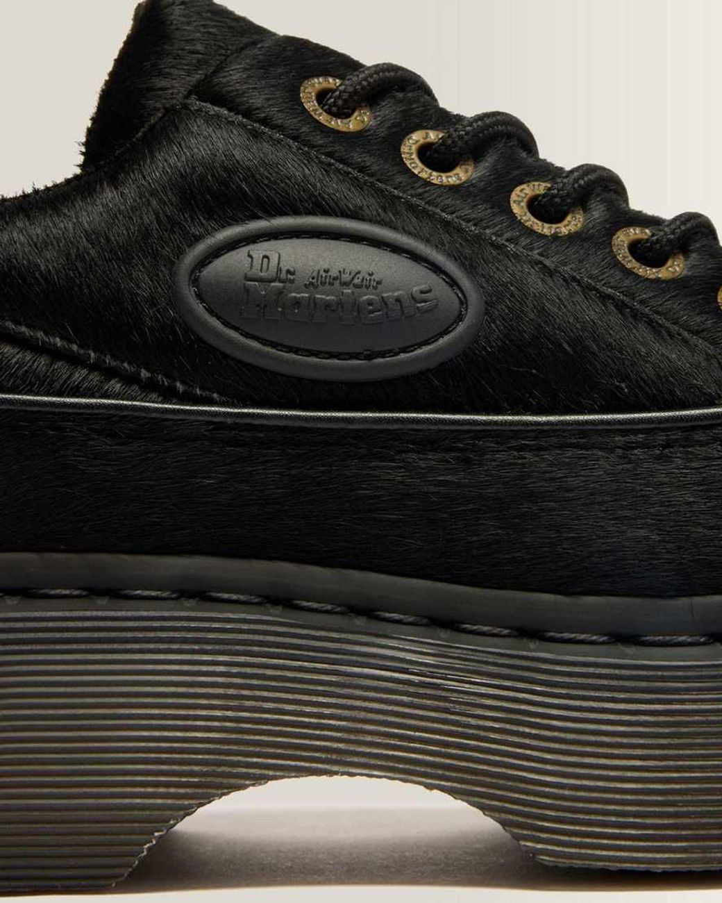 Dr. Martens Black Buzz 5-Eye Hair On Leather Shoes