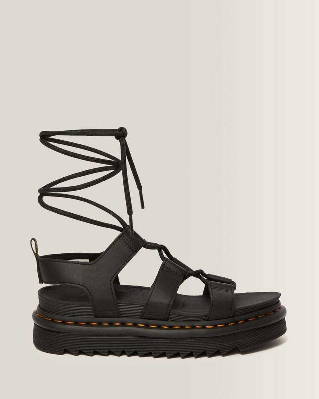 Dr. Martens Black Nartilla Hydro Leather Gladiator Sandals