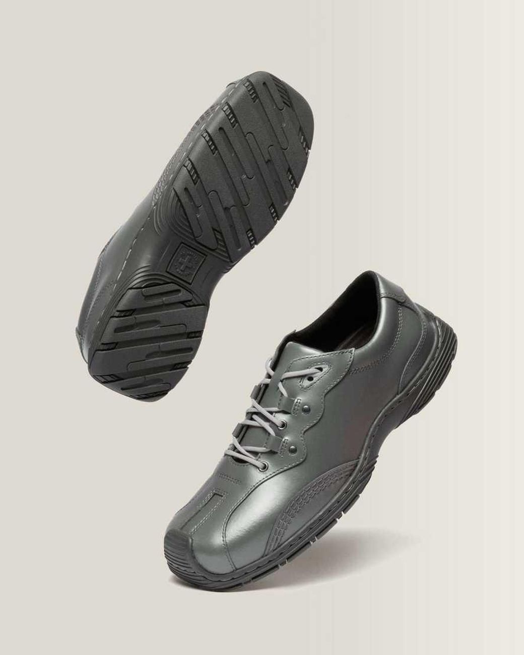 Dr. Martens Gray Aurix Satin Finish Leather 5I Shoes for men