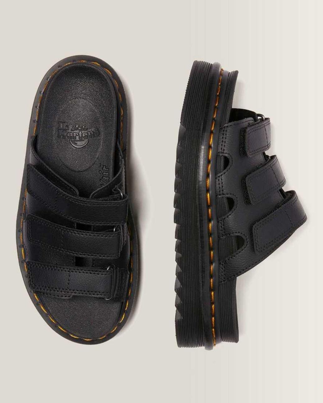 Dr. Martens Black Raine Slide Athena Leather Sandals