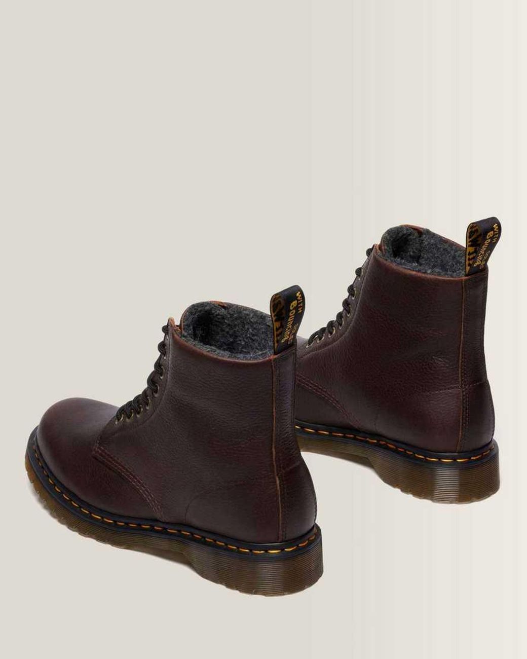 Dr. Martens Brown 1460 Fleece Lined Grizzly Leather Boots for men