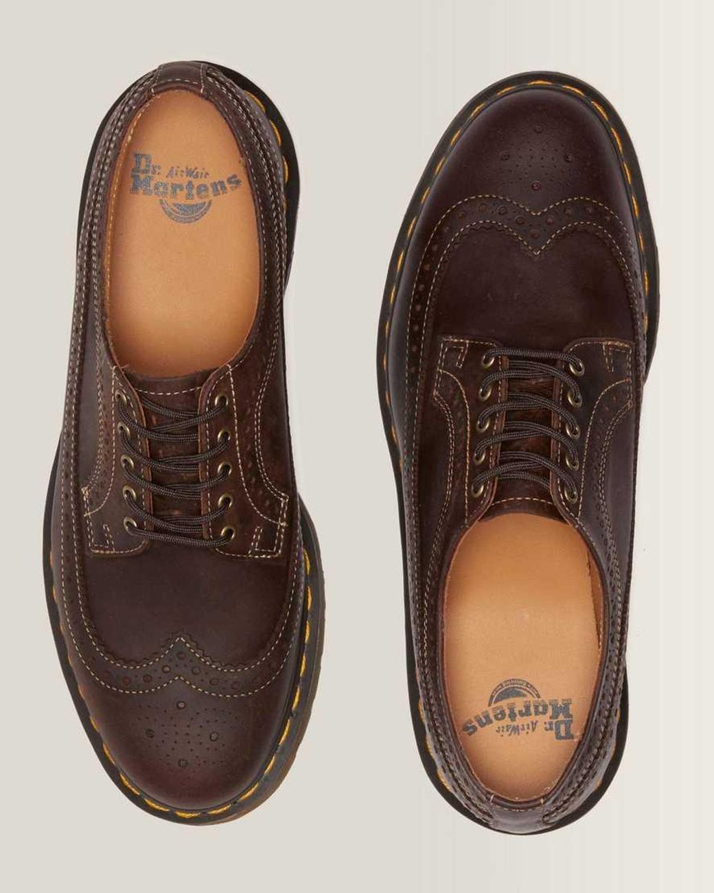 Dr. Martens Brown 3989 Crazy Horse Leather Brogues Shoes for men