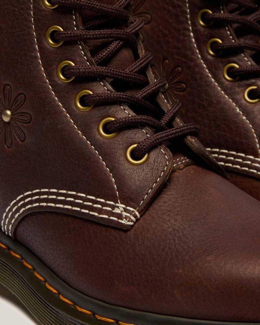 Dr. Martens Brown 1460 Pascal Flower Grizzly Leather Boots