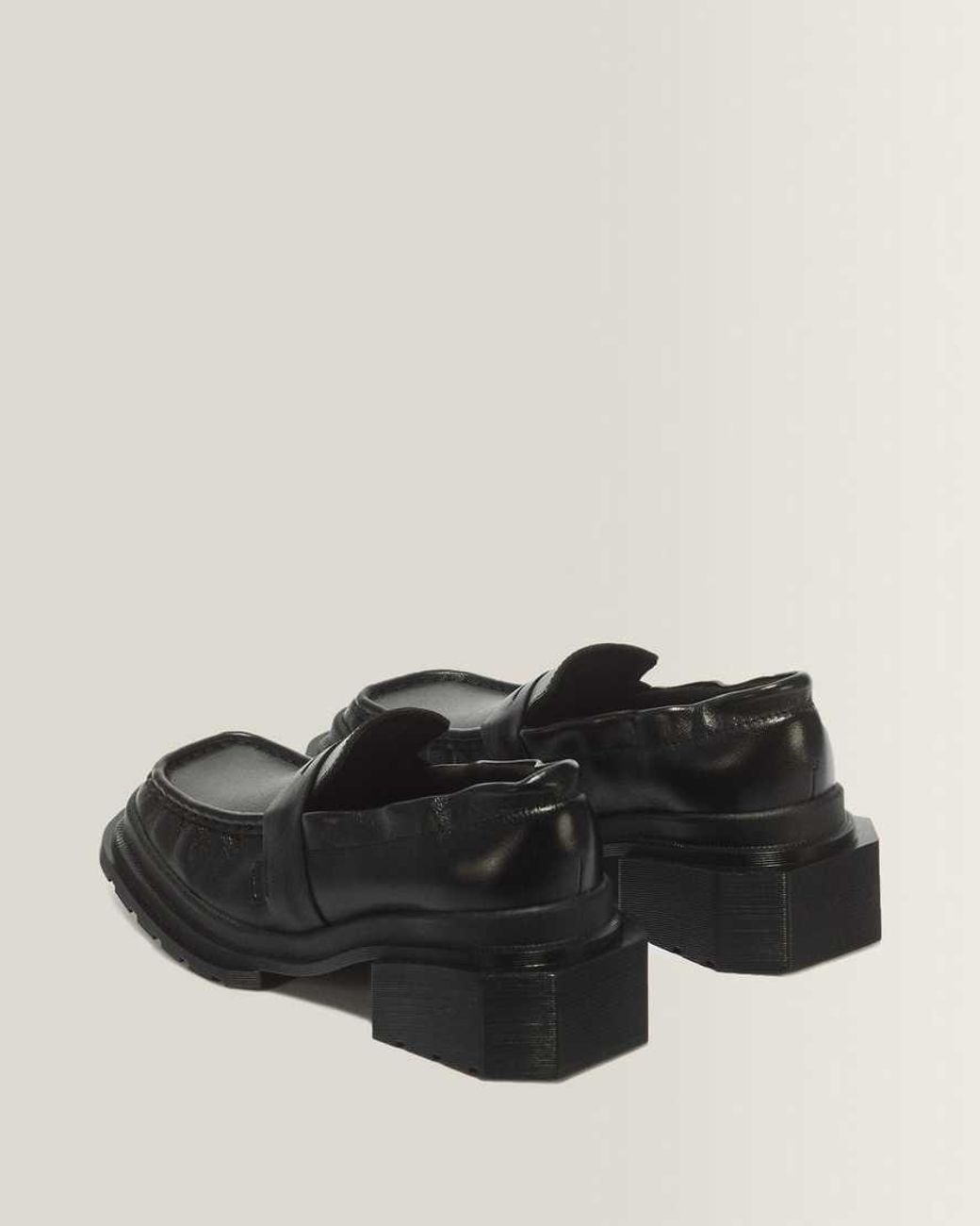 Dr. Martens Black Maybole Square Toe Ruched Leather Loafers
