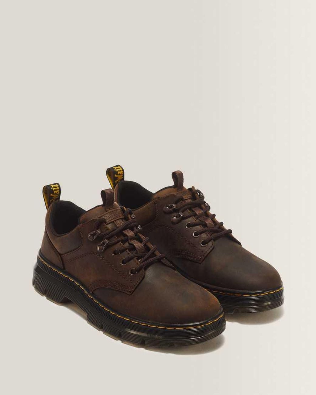 Dr. Martens Black Reeder Crazy Horse Leather Utility Shoes for men