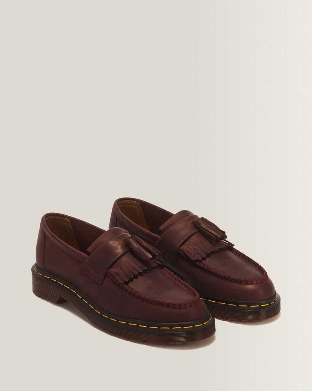 Dr. Martens Brown Adrian Crazy Horse Leather Tassel Loafers for men
