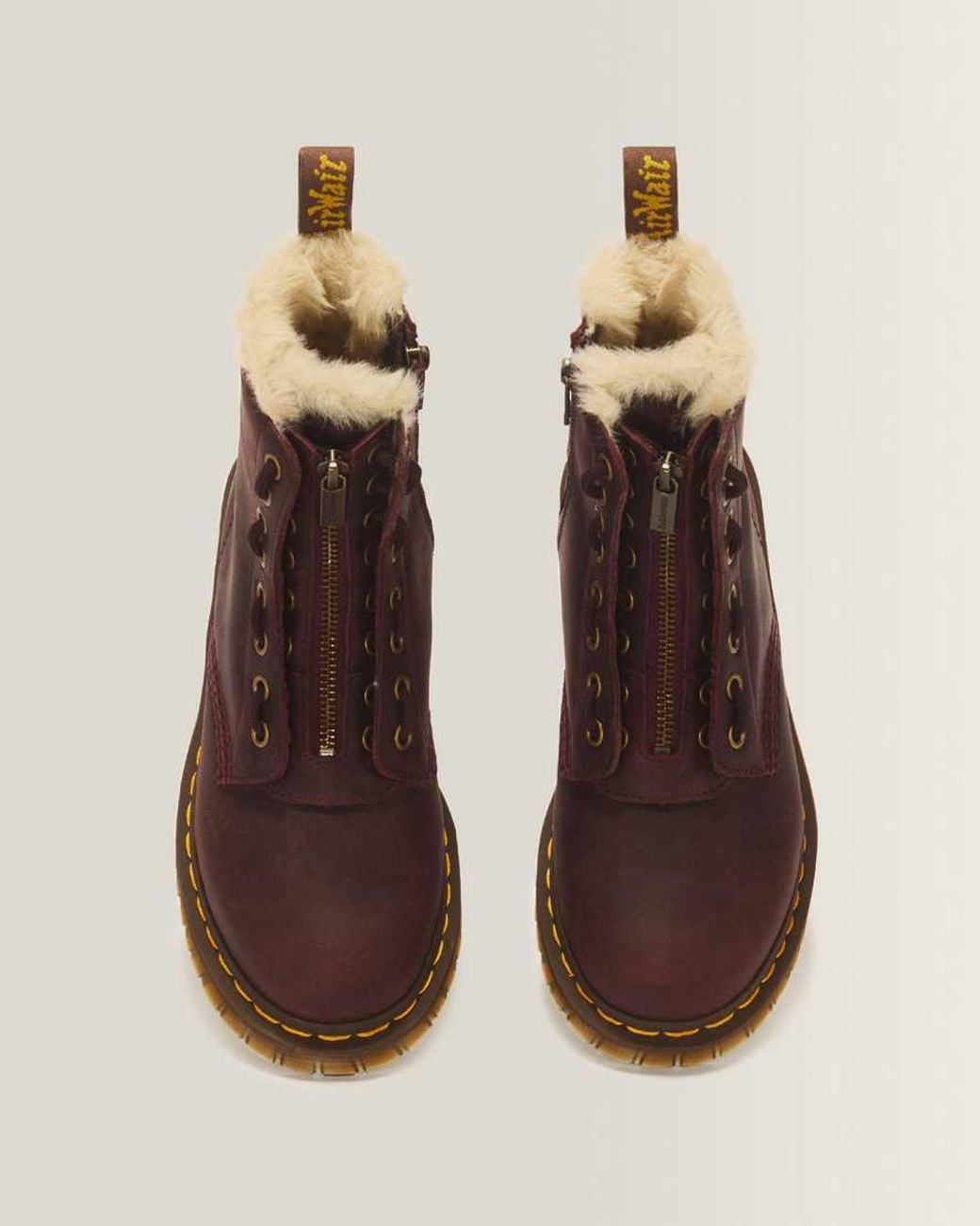 Dr. Martens Brown 1460 Serena Zip 8 Eye Crazy Horse Leather Boots