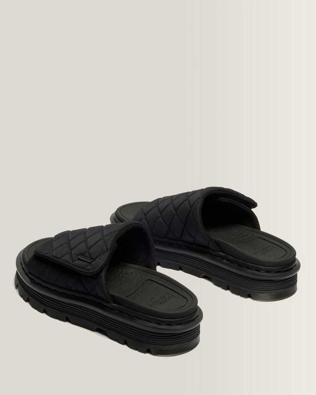 Dr. Martens Black Zebzag Quilted Canvas Platform Slides