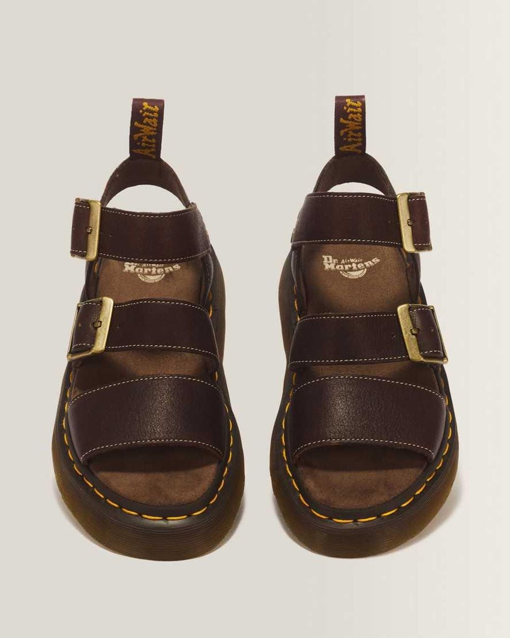 Dr. Martens Brown Gryphon Quad Grizzly Leather Sandals