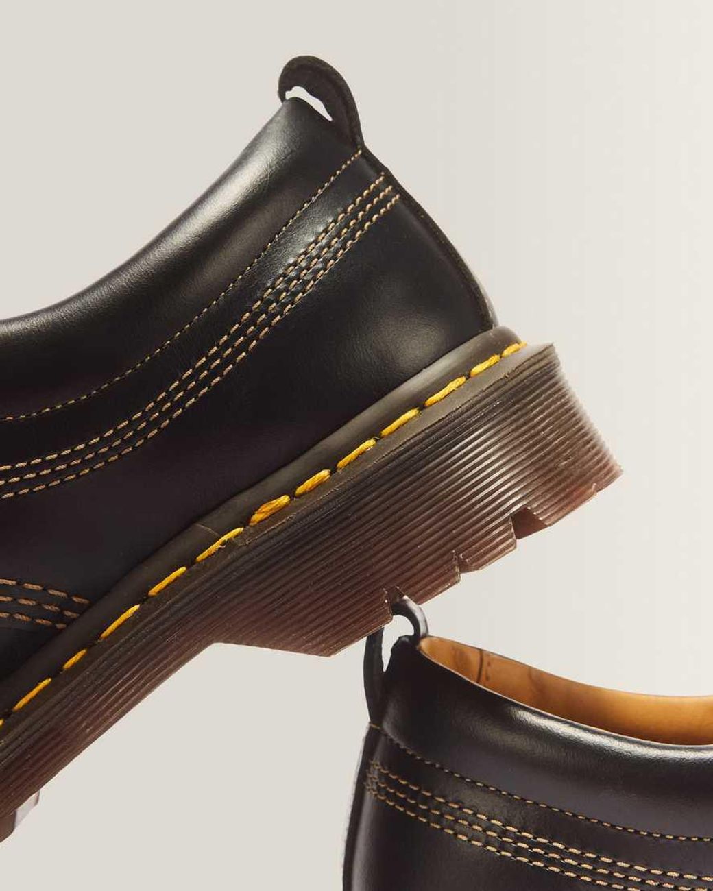 Dr. Martens Black Lowell Leather Moc Toe Shoes for men