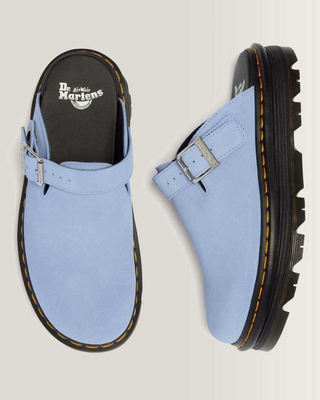 Dr. Martens Blue Zebzag Suede Casual Slingback Platform Mules