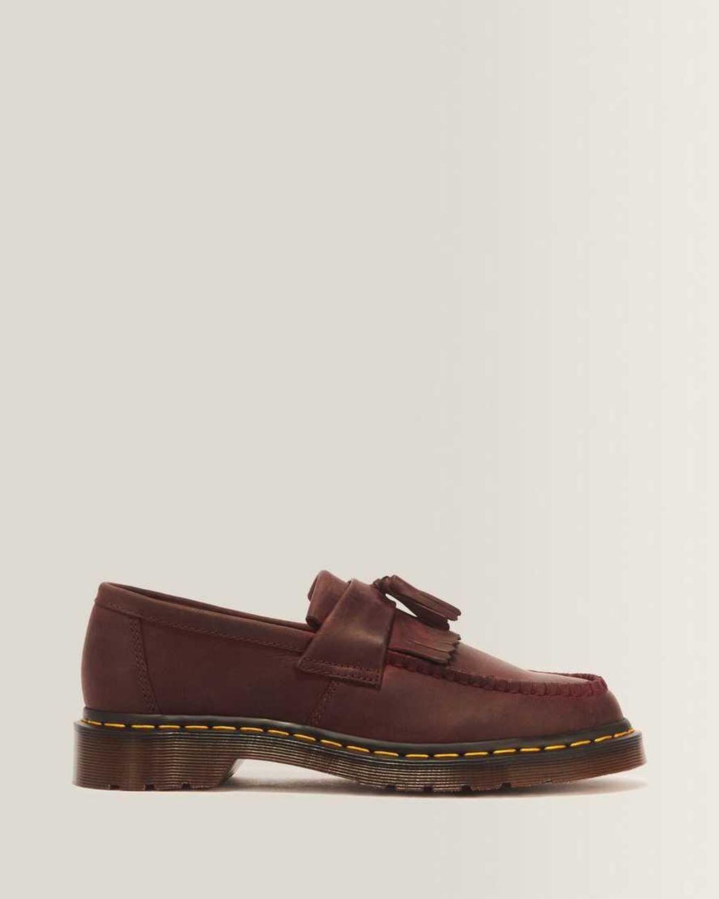 Dr. Martens Brown Adrian Crazy Horse Leather Tassel Loafers for men