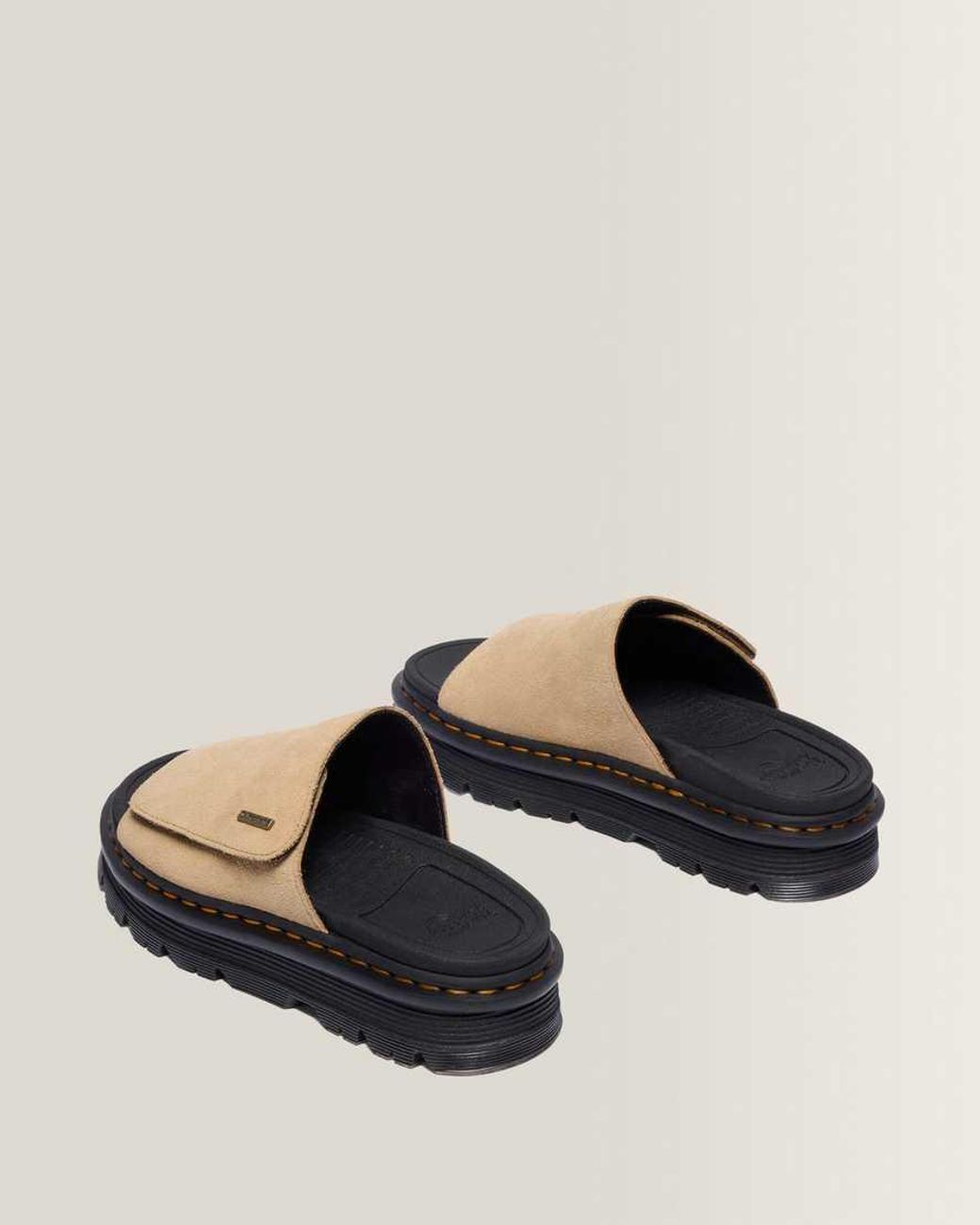 Dr. Martens Black Zebzag Suede Platform Slides