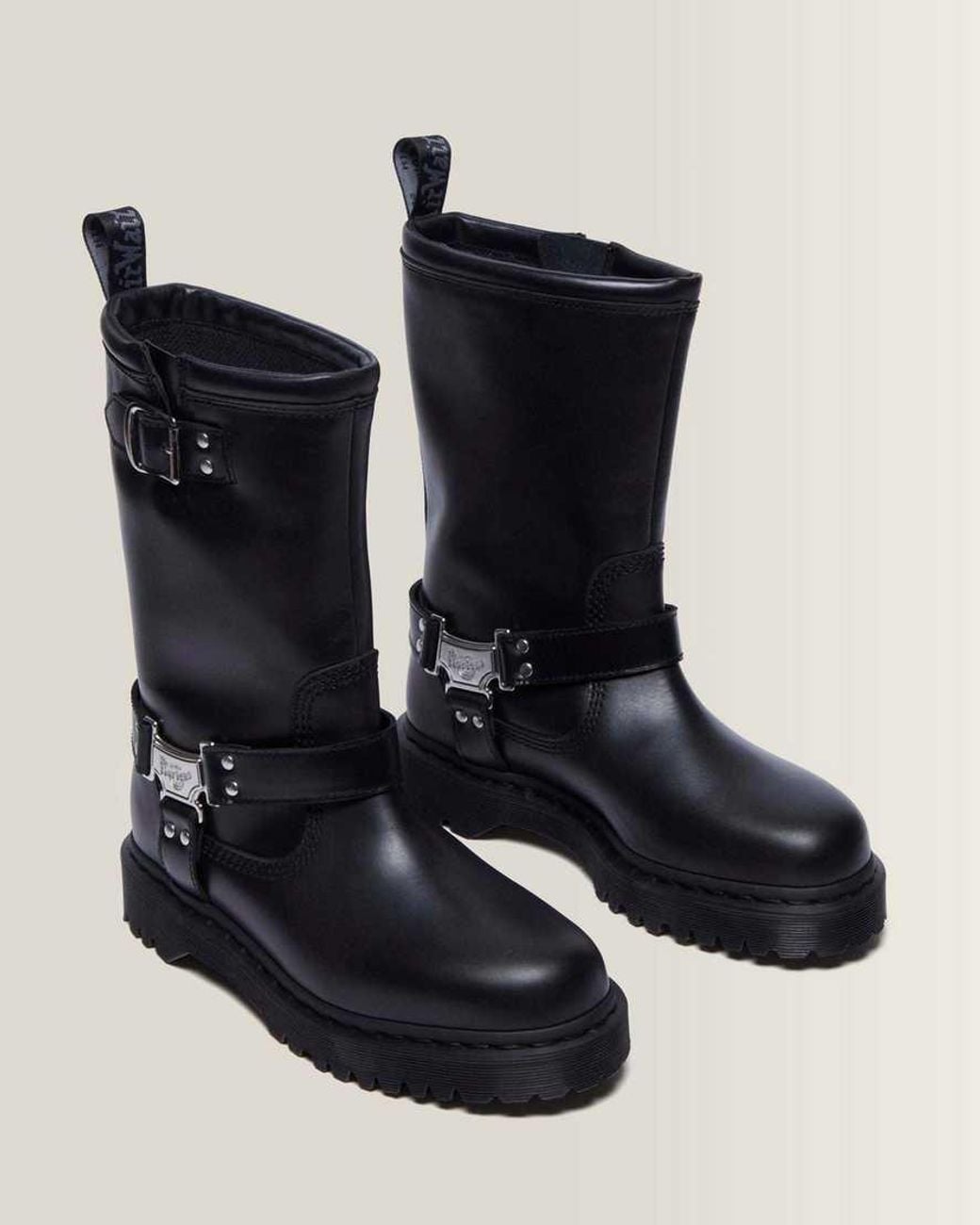 Dr. Martens Black Anistone Hi Leather Biker Boots
