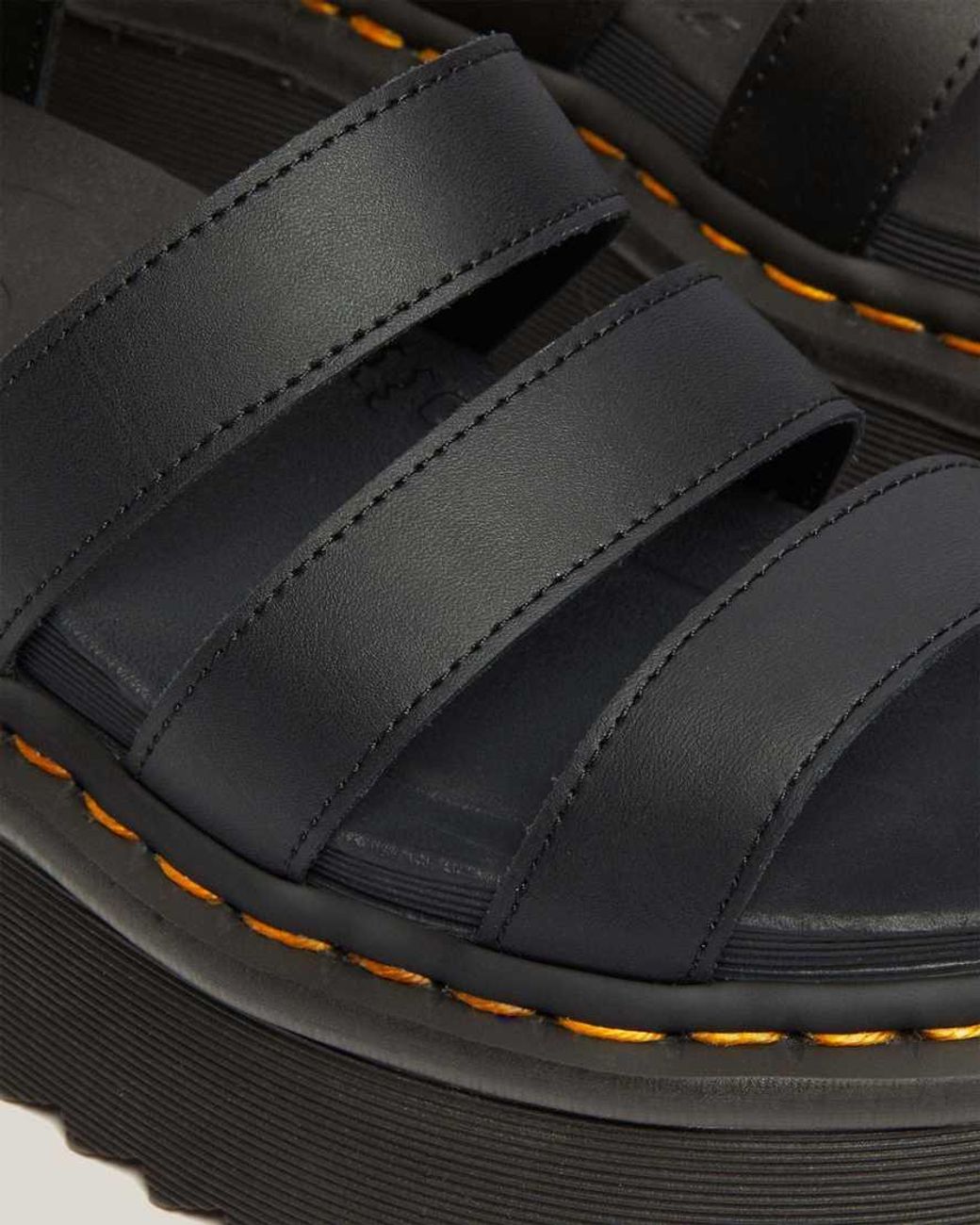 Dr. Martens Black Blaire Quad Hydro Leather Platform Gladiator Sandals