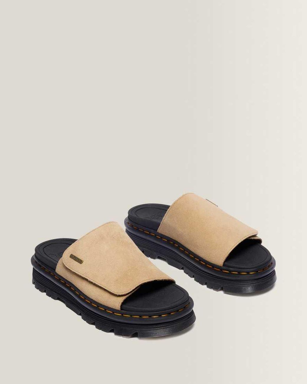 Dr. Martens Black Zebzag Suede Platform Slides
