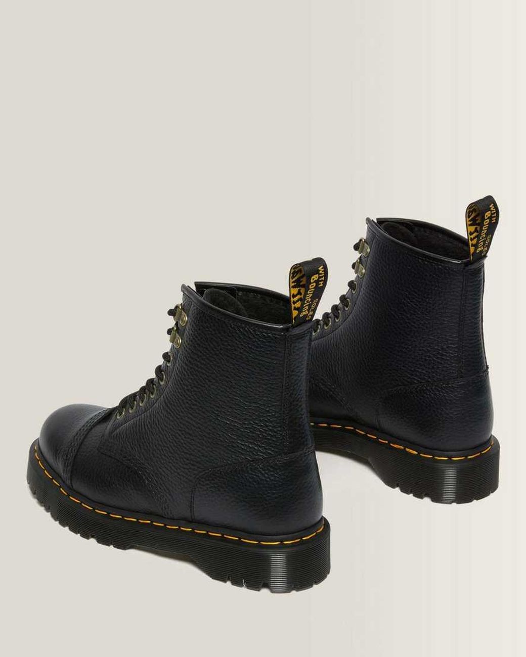 Dr. Martens Black 1460 Bex Faux Fur-Lined Leather Lace Up Boots for men