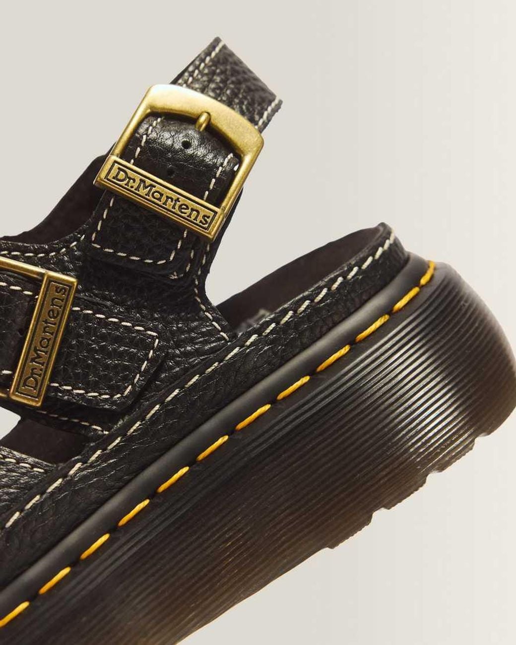 Dr. Martens Black Wrenlie Open Toe Nappa Leather Fisherman Platform Sandals