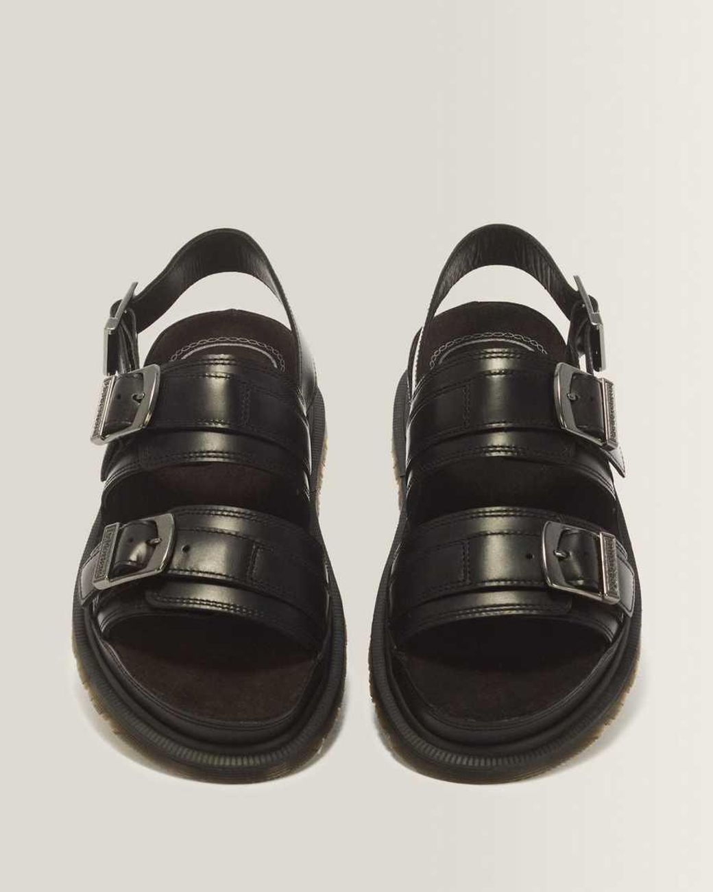 Dr. Martens Black San Two Strap Leather Sandals for men