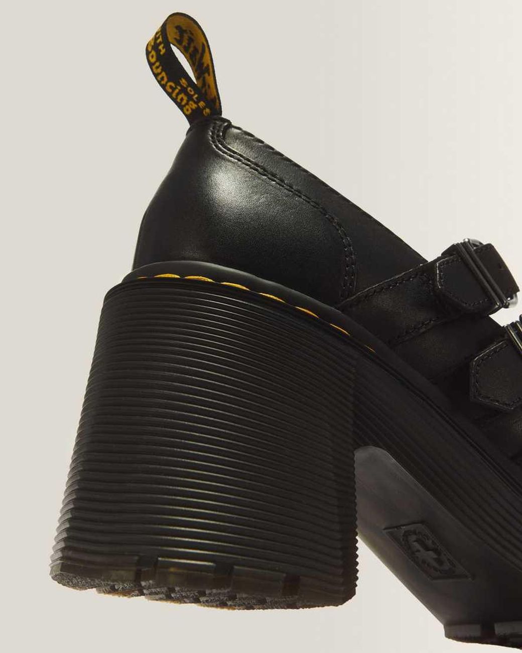 Dr. Martens Black Eviee Sendal Leather Heels